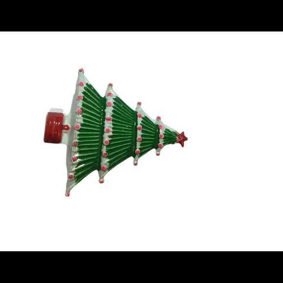 VINTAGE Christmas Tree Brooch pin green and red - Picture 6 of 6